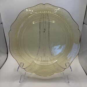 Federal Glass 11"‎ Yellow Plate Patrician Spoke Pattern Vintage